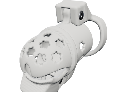 Anatomical hood with PA cage, rendered from the design