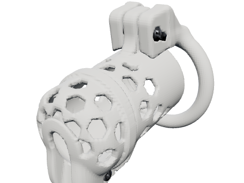 Blunt cap cage, rendered from the design