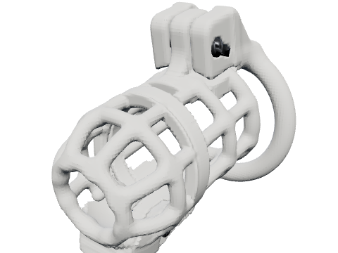 Open tip with PA cage, rendered from the design