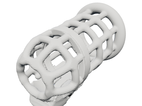 Ringless PA cage, rendered from the design